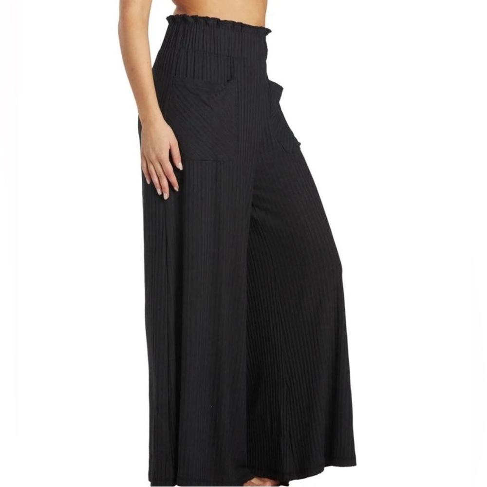 Free People Black Blissed Out Wide-Leg Women's Pants - Picture 3 of 8